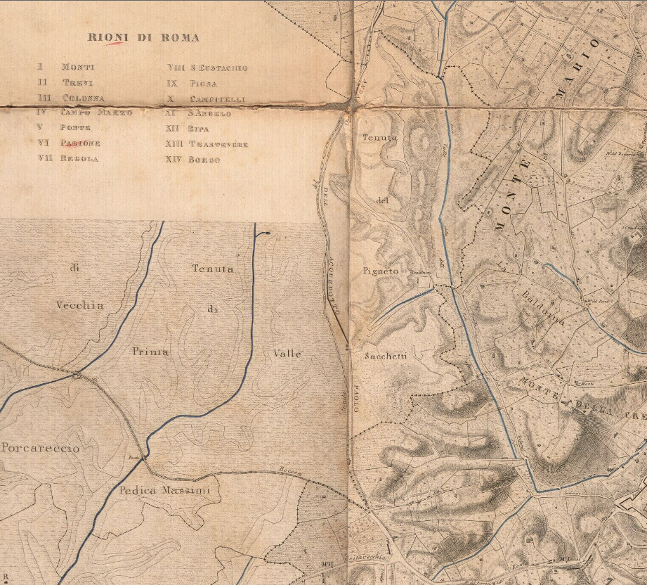 1870 - Filippo Troiani, Carta topografica di Roma e dintorni